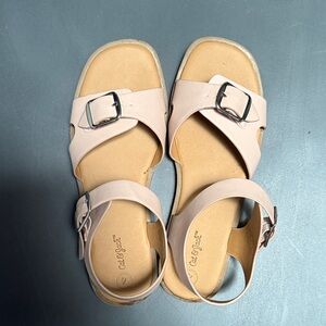 Cat & Jack Women's Tan Sandals with Silver Buckle
